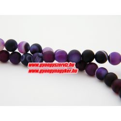 Matt lila sávos achát ásványgyöngy. 8mm.  1 szál.