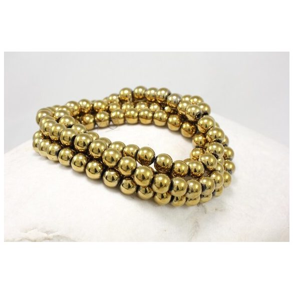 1 szál. Mágneses hematit. 8mm. Antik arany szín.