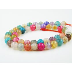   Csiszolt, festett achát ásványgyöngy. 8mm. Szívárvány. 1 szál (40cm).