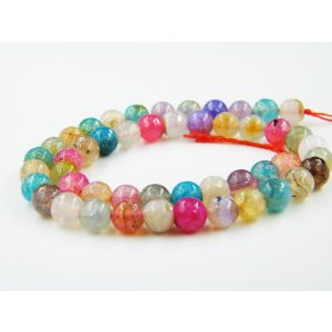 Csiszolt, festett achát ásványgyöngy. 8mm. Szívárvány. 1 szál (40cm).