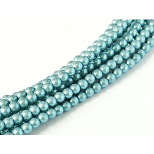 Cseh shell pearl tekla üveggyöngy. 6mm. Kékes. 100db/szál.