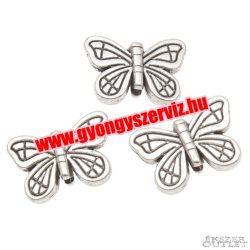   100db. Pillangó. 15x11x4mm. Antik ezüst szín. Fémgyöngy, köztes gyöngy. 