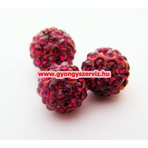 Shamballa gyöngy. 10 mm. Pink. 10db.