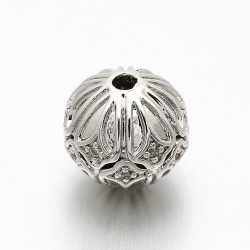   Cirkon kristályos köztes gyöngy. 9.5x10mm. Platina szín, fehér kristály.