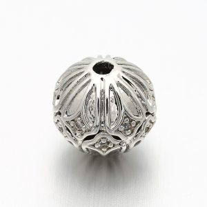 Cirkon kristályos köztes gyöngy. 9.5x10mm. Platina szín, fehér kristály.