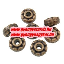   Korong. 6x3mm. Antik réz szín. Fémgyöngy, köztes gyöngy. 100db.