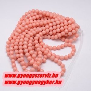 Jade ásványgyöngy. 10mm. Világos lazac. AAA. 1 szál, kb. 40cm.