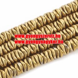   1 szál. Hematit hullámos tallér. Antik arany szín. 6x1.5mm.