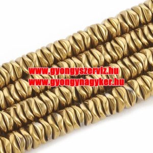 1 szál. Hematit hullámos tallér. Antik arany szín. 6x1.5mm.