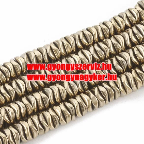 1 szál. Hematit hullámos tallér. " Pirit " szín. 6x1.5mm.