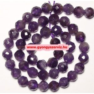 Csiszolt ametiszt gyöngy. 8mm. 1 szál (40cm).