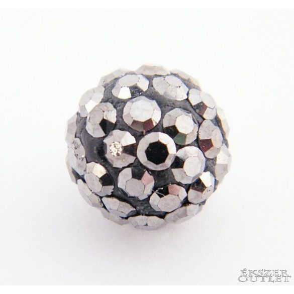 Shamballa  kristály gyöngy. 10 mm. Hematit. 10db.