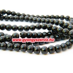 Leárazva! Achát gyöngy. 6mm. Fekete.  1 szál.