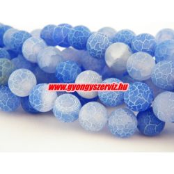   Matt repesztett achát ásványgyöngy. 10mm. Világoskék. 1 szál.