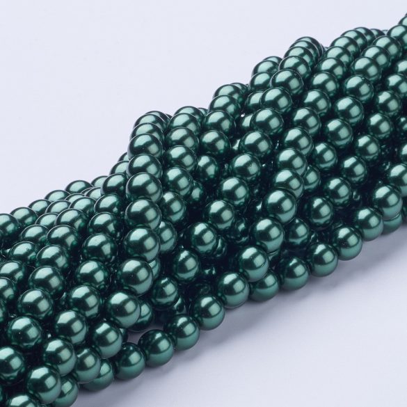 100db. Üveg tekla gyöngy. 6mm. Világos smaragd.