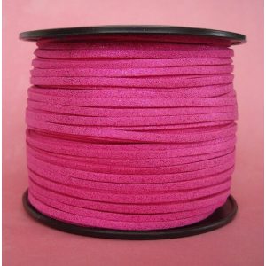 Leárazás! Velúr zsinór. 2.7x1.4mm. Csillogó pink.  90m/db.