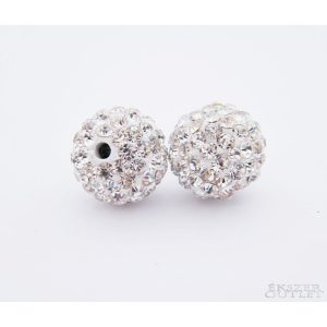 Shamballa gyöngy. Kristály gyöngy. 12mm. Fehér. AAA. Leárazva!
