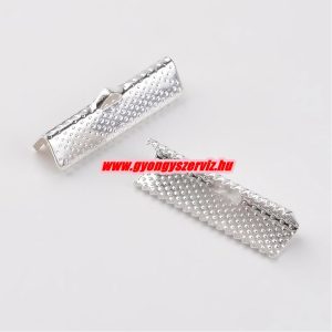  100db. Zsinór vég, szalag vég. 35x8mm. Ezüst szín. 