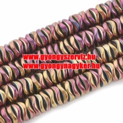 1 szál. Hematit hullámos tallér. Világoslila. 6x1.5mm.