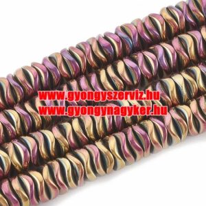 1 szál. Hematit hullámos tallér. Világoslila. 6x1.5mm.