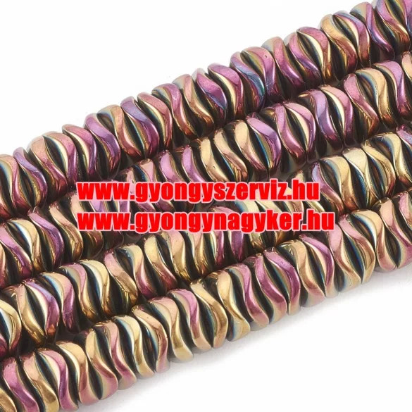 1 szál. Hematit hullámos tallér. Világoslila. 6x1.5mm.