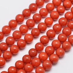 Jade ásványgyöngy. 8mm. Narancsvörös. 1 szál.