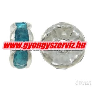 Rondell. Strasszos köztes gyöngy, rondella. 8mm. Türkiz.  100db/csomag.