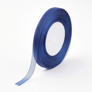 Leárazva !  Organza szalag. 10mm. Sötétkék. 45.5m/tekercs.