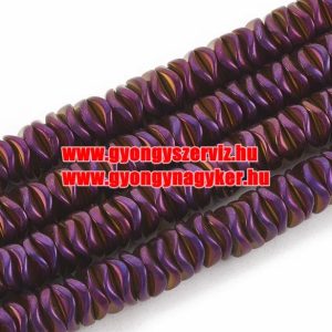1 szál. Hematit hullámos tallér. Lila. 6x1.5mm.