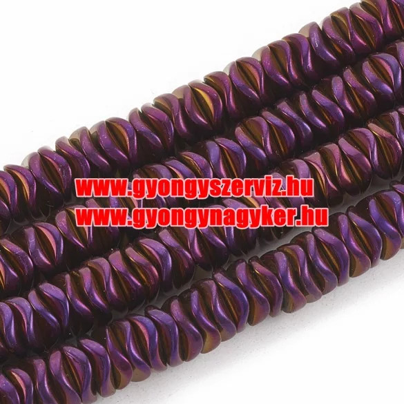 1 szál. Hematit hullámos tallér. Lila. 6x1.5mm.