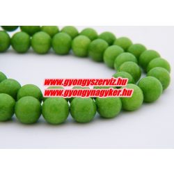   Jade ásványgyöngy. 8mm. Almazöld. AAA. 1 szál, kb. 40cm.