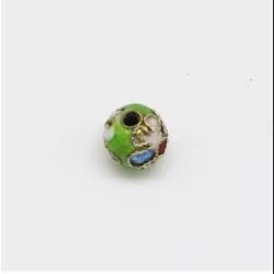   10db. Cloisonne gyöngy. Rekeszzománc gyöngy. 8mm. Világos zöld.
