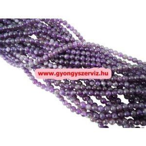 Ásványgyöngy, féldrágakő gyöngy. Ametiszt.  8mm.  1 szál.
