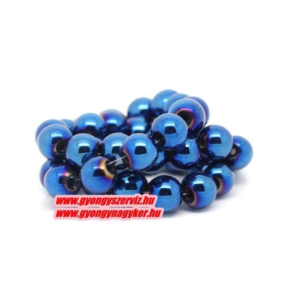 Hematit ásványgyöngy. 8mm. Kék. 1 szál.