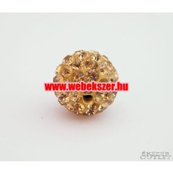 Shamballa gyöngy. Kristály gyöngy. 12mm. Arany.  10db.