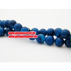  Sötétkék achát ásványgyöngy. 10mm.  1 szál.