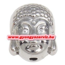   20db. Buddha gyöngy, fém köztes gyöngy. Ezüst szín. 9x10x7.5mm. 