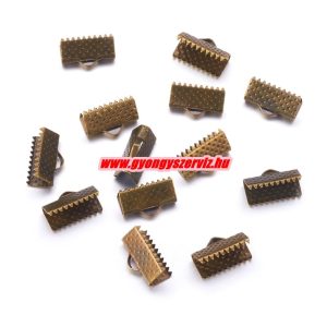  100db. Zsinórvég, szalagvég. 13x7mm. Antik bronz szín. 