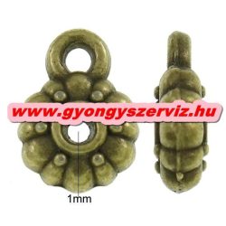   100db.  tartó, medál tartó, köztes fémgyöngy. Antik bronz szín. 8x12x3mm.