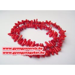 Korall gyöngy. 1 szál. Piros. 1 szál, kb. 40cm.