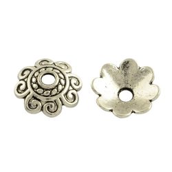   Gyöngykupak, fémgyöngy. 10x3mm. Antik ezüst szín.  100db.