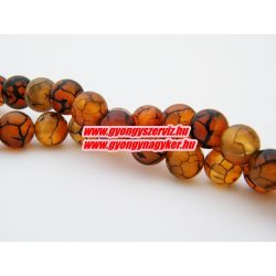   " Borostyán sárkány " achát ásványgyöngy. 10mm.  1 szál.