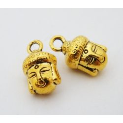 25db. Fém medál, buddha fej. 9x14mm. Antik arany szín. 