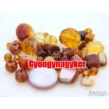 Vegyes gyöngy válogatás. Üveg, ásvány gyöngy mix. 50g/csomag. 8 szín! 