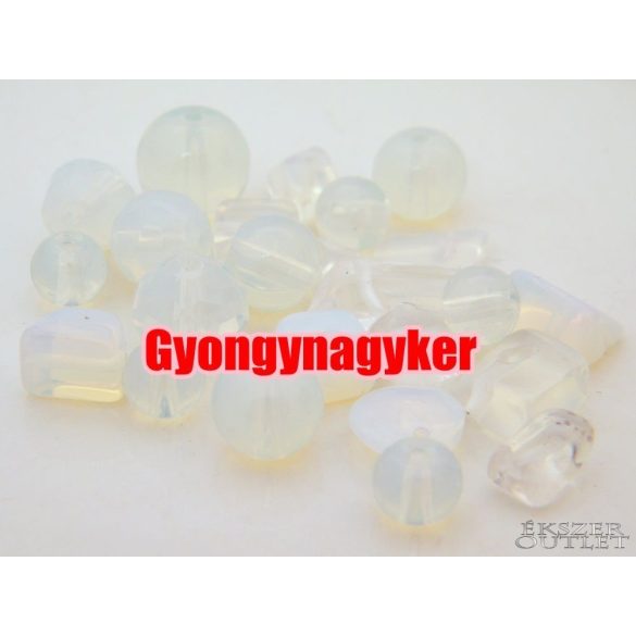 Vegyes gyöngy válogatás. Üveg, ásvány gyöngy mix. 50g/csomag. 8 szín! 