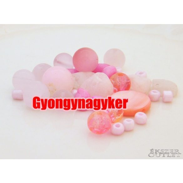 Vegyes gyöngy válogatás. Üveg, ásvány gyöngy mix. 50g/csomag. 8 szín! 