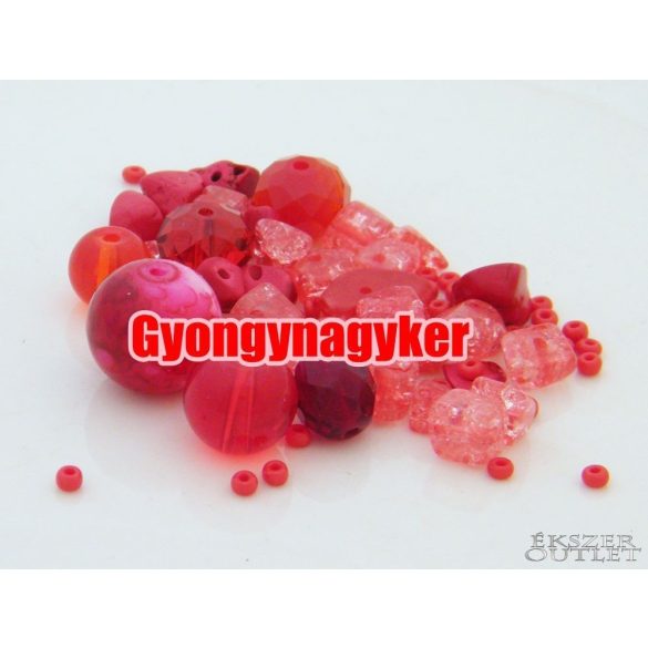Vegyes gyöngy válogatás. Üveg, ásvány gyöngy mix. 50g/csomag. 8 szín! 