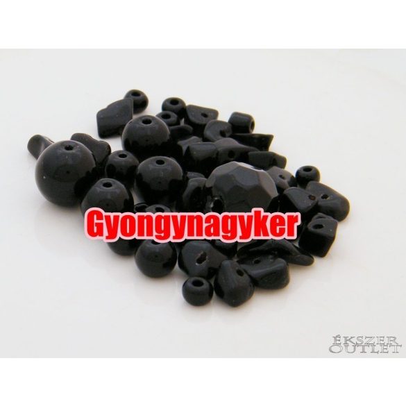 Vegyes gyöngy válogatás. Üveg, ásvány gyöngy mix. 50g/csomag. 8 szín! 