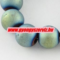   Matt hematit ásványgyöngy. 8mm. Zöldes szín. 1 szál. (kb. 40cm)
