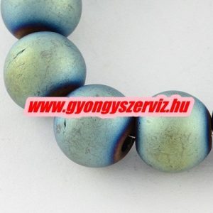 Matt hematit ásványgyöngy. 8mm. Zöldes szín. 1 szál. (kb. 40cm)